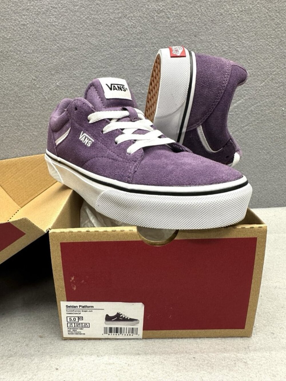 VANS Kids Youth Size 5 Seldan Platform Grape Jam Suede Canvas NWB VN000CUHCIF